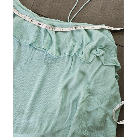 Free People Intimately Mint Green Cascades Crinkle Rayon Ruffle Top Size XS - Picture 4 of 8